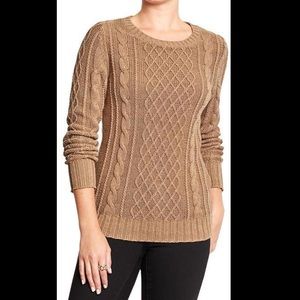 Old Navy Beige Neutral Classic Cable Knit Sweater